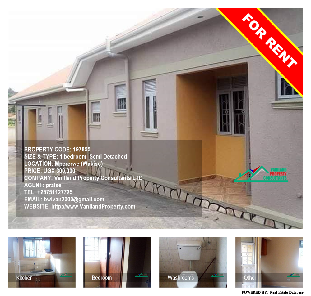 1 bedroom Semi Detached  for rent in Mpererwe Wakiso Uganda, code: 197855