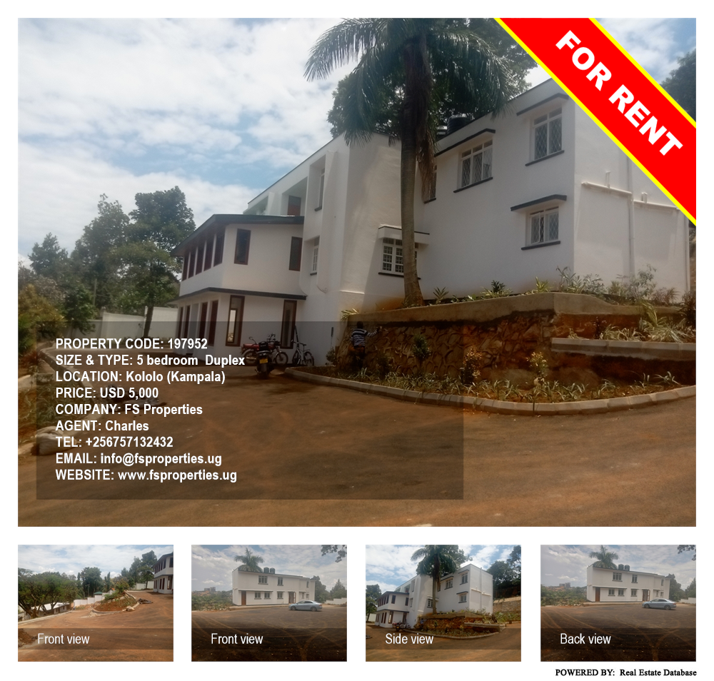 5 bedroom Duplex  for rent in Kololo Kampala Uganda, code: 197952