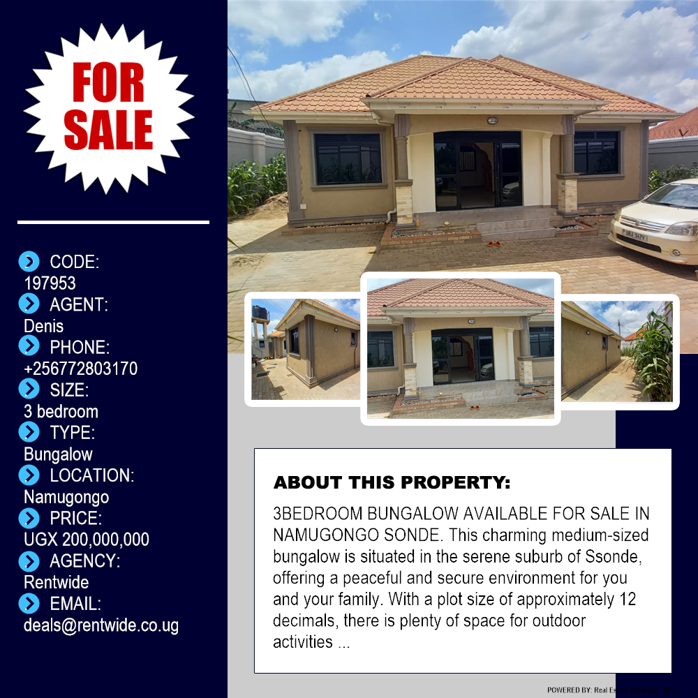 3 bedroom Bungalow  for sale in Namugongo Wakiso Uganda, code: 197953