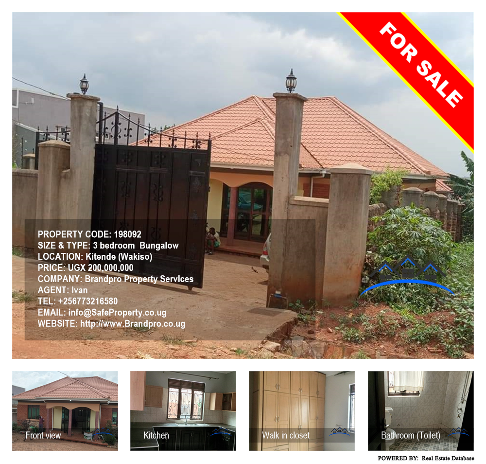 3 bedroom Bungalow  for sale in Kitende Wakiso Uganda, code: 198092