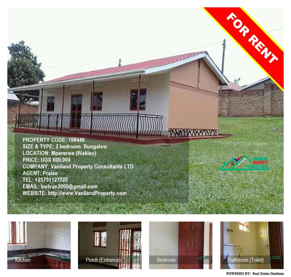 2 bedroom Bungalow  for rent in Mpererwe Wakiso Uganda, code: 198449