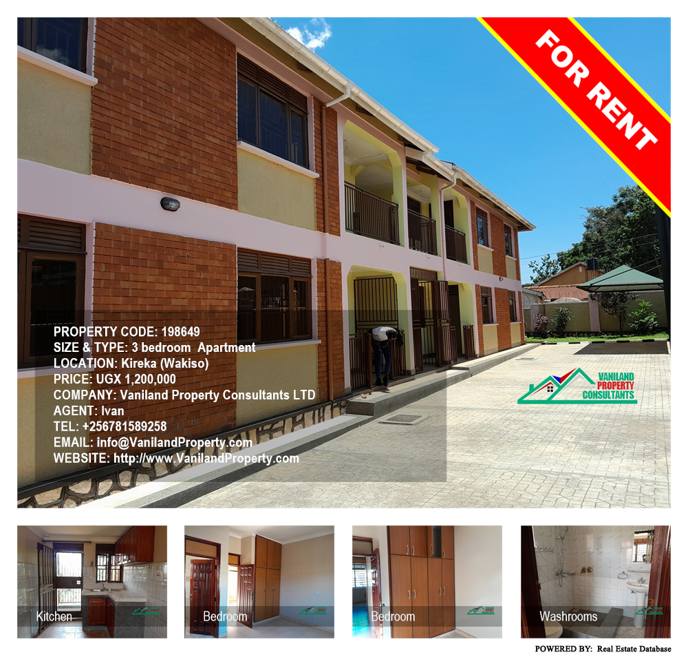 3 bedroom Apartment  for rent in Kireka Wakiso Uganda, code: 198649