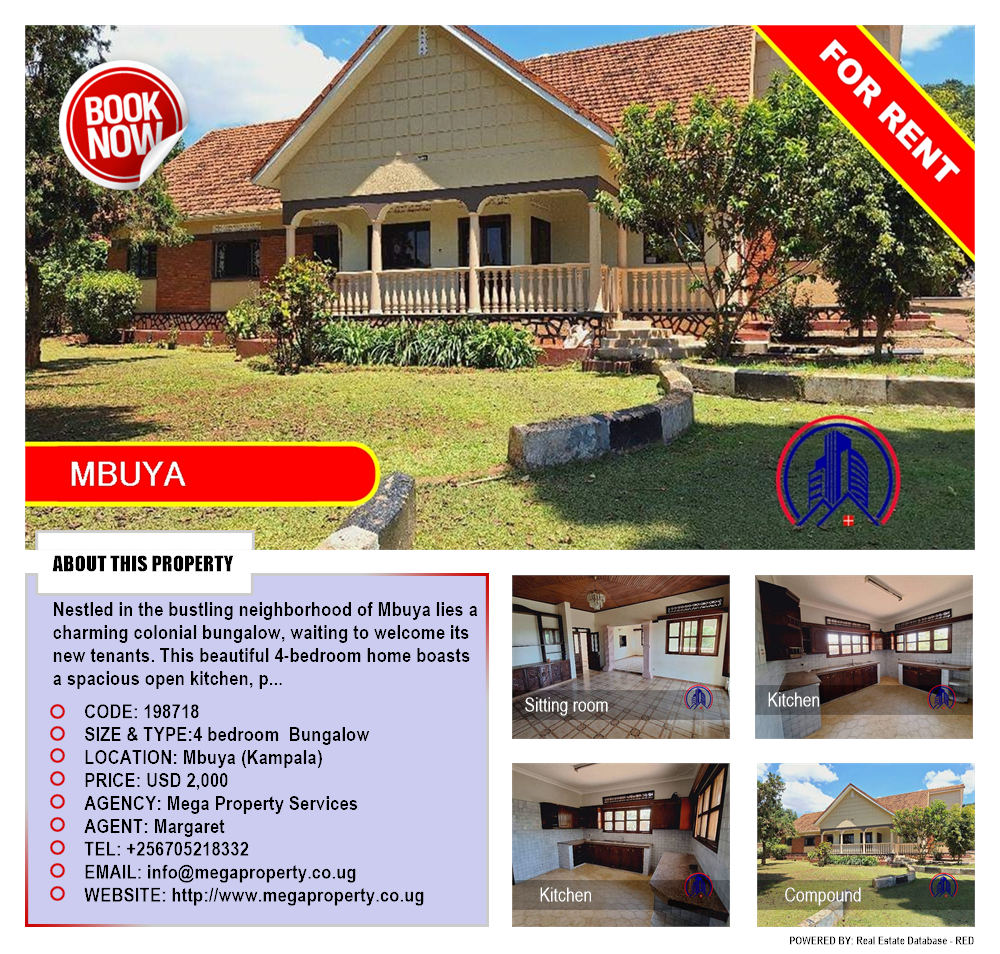 4 bedroom Bungalow  for rent in Mbuya Kampala Uganda, code: 198718