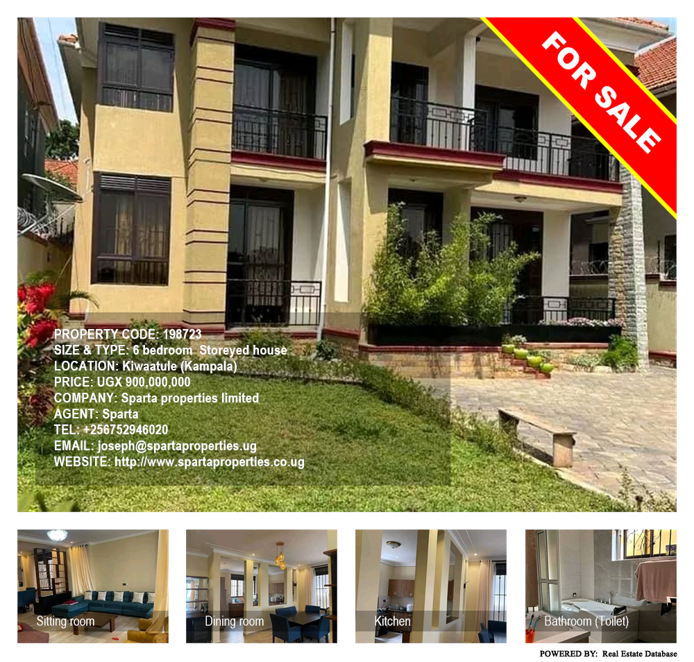 6 bedroom Storeyed house  for sale in Kiwaatule Kampala Uganda, code: 198723