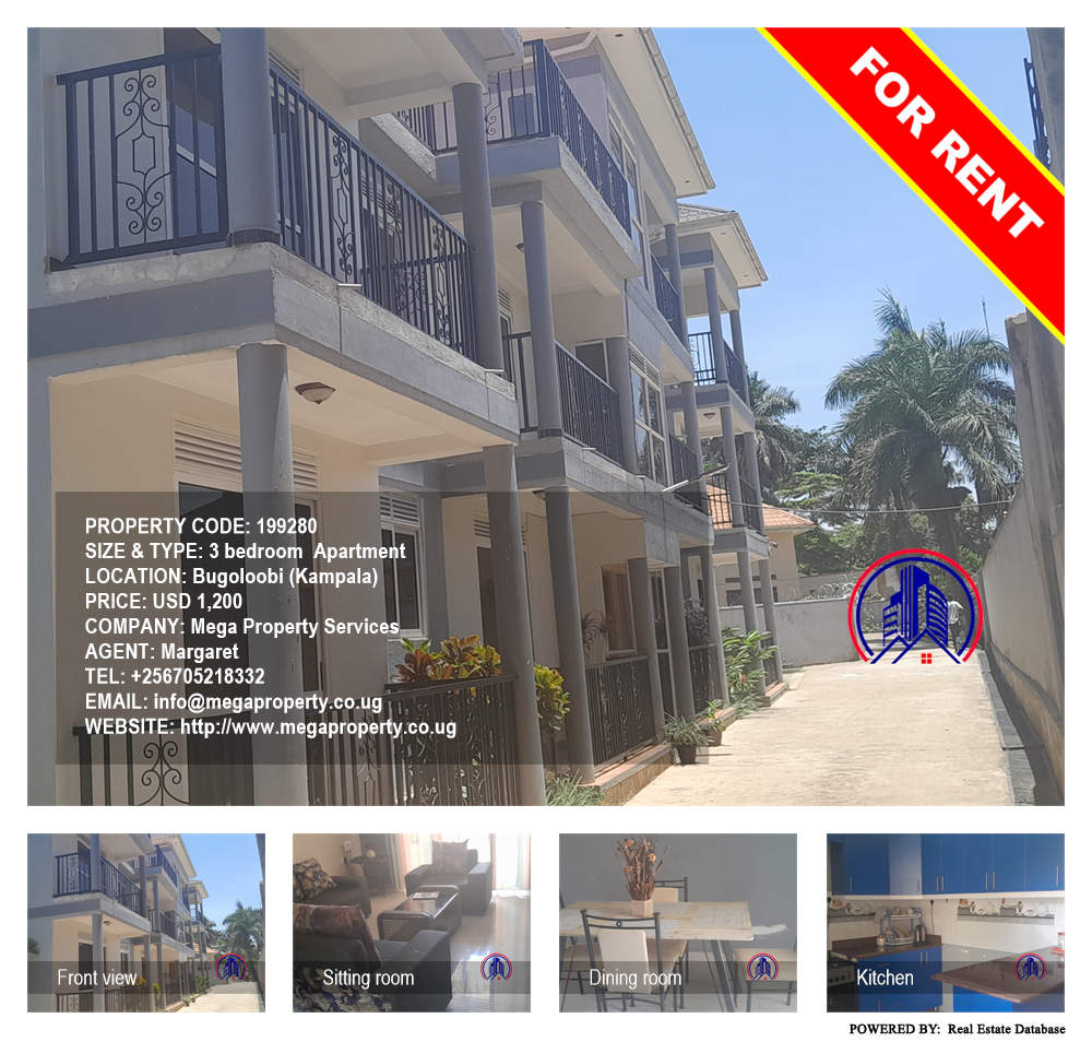 3 bedroom Apartment  for rent in Bugoloobi Kampala Uganda, code: 199280