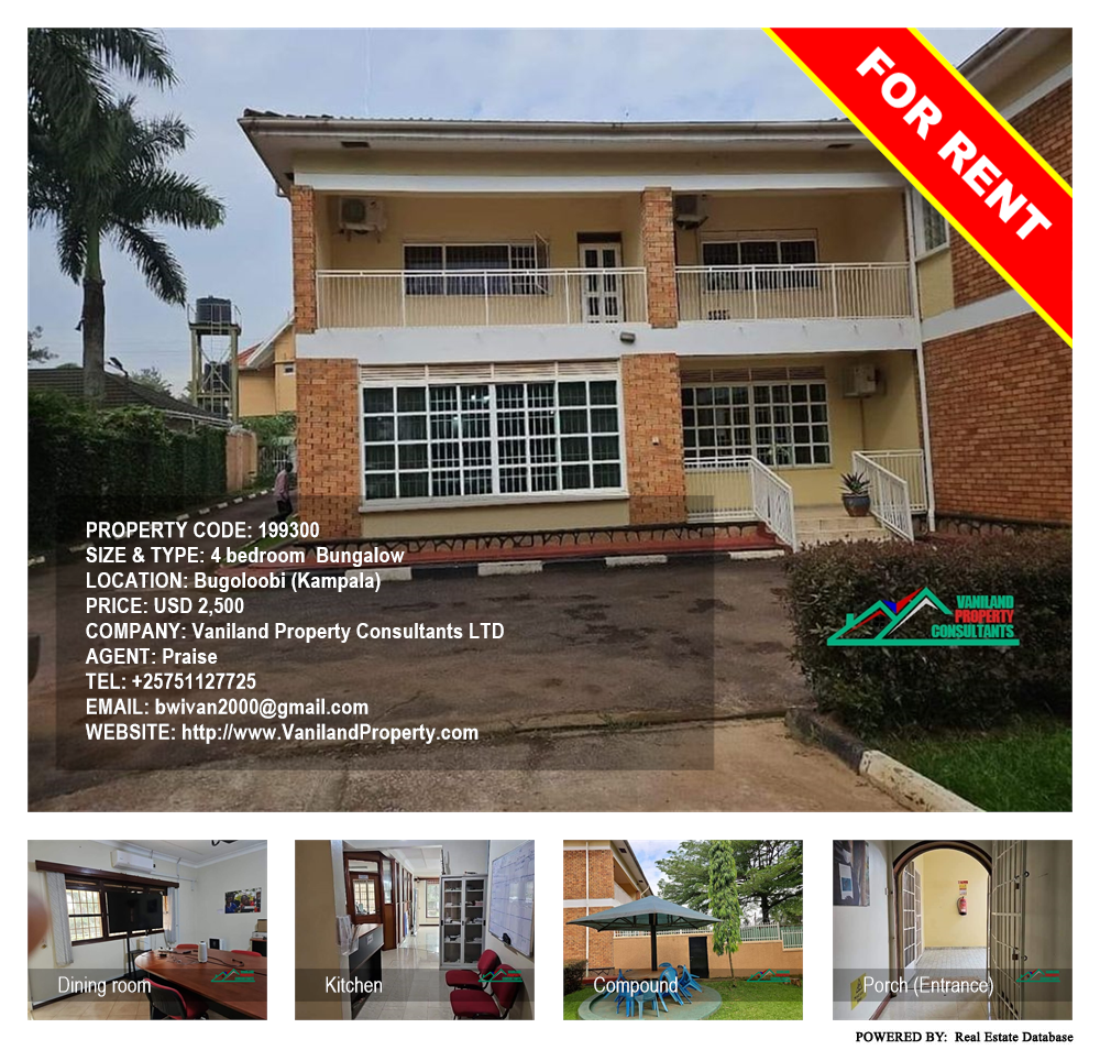 4 bedroom Bungalow  for rent in Bugoloobi Kampala Uganda, code: 199300