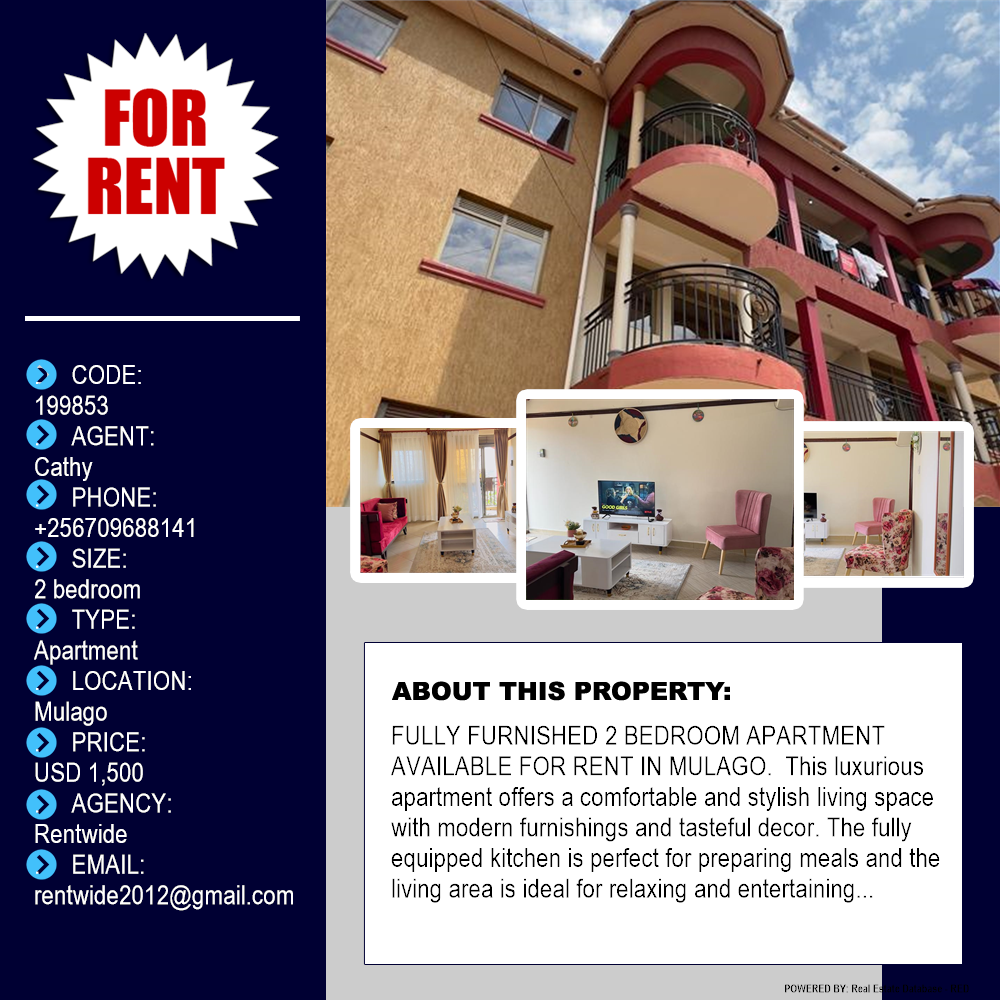 2 bedroom Apartment  for rent in Mulago Kampala Uganda, code: 199853