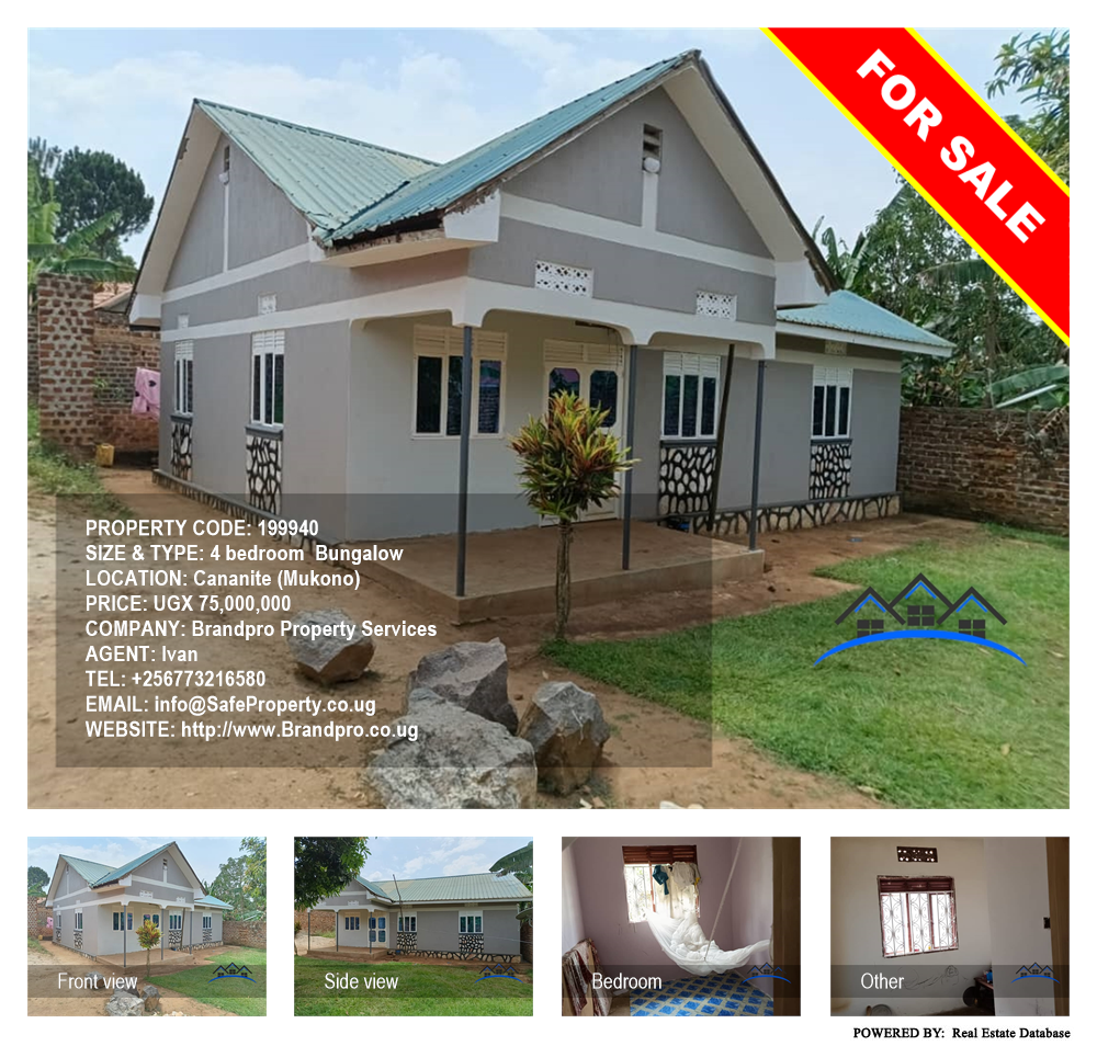 4 bedroom Bungalow  for sale in Cananite Mukono Uganda, code: 199940