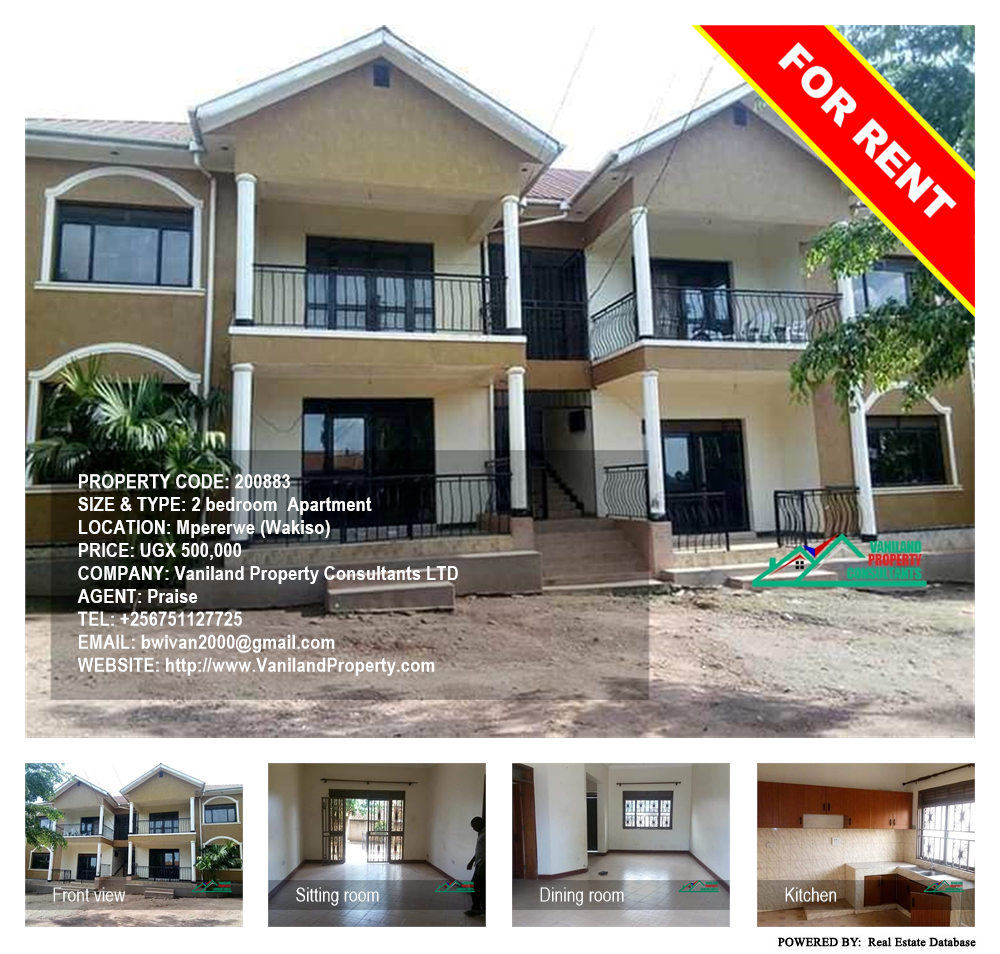 2 bedroom Apartment  for rent in Mpererwe Wakiso Uganda, code: 200883