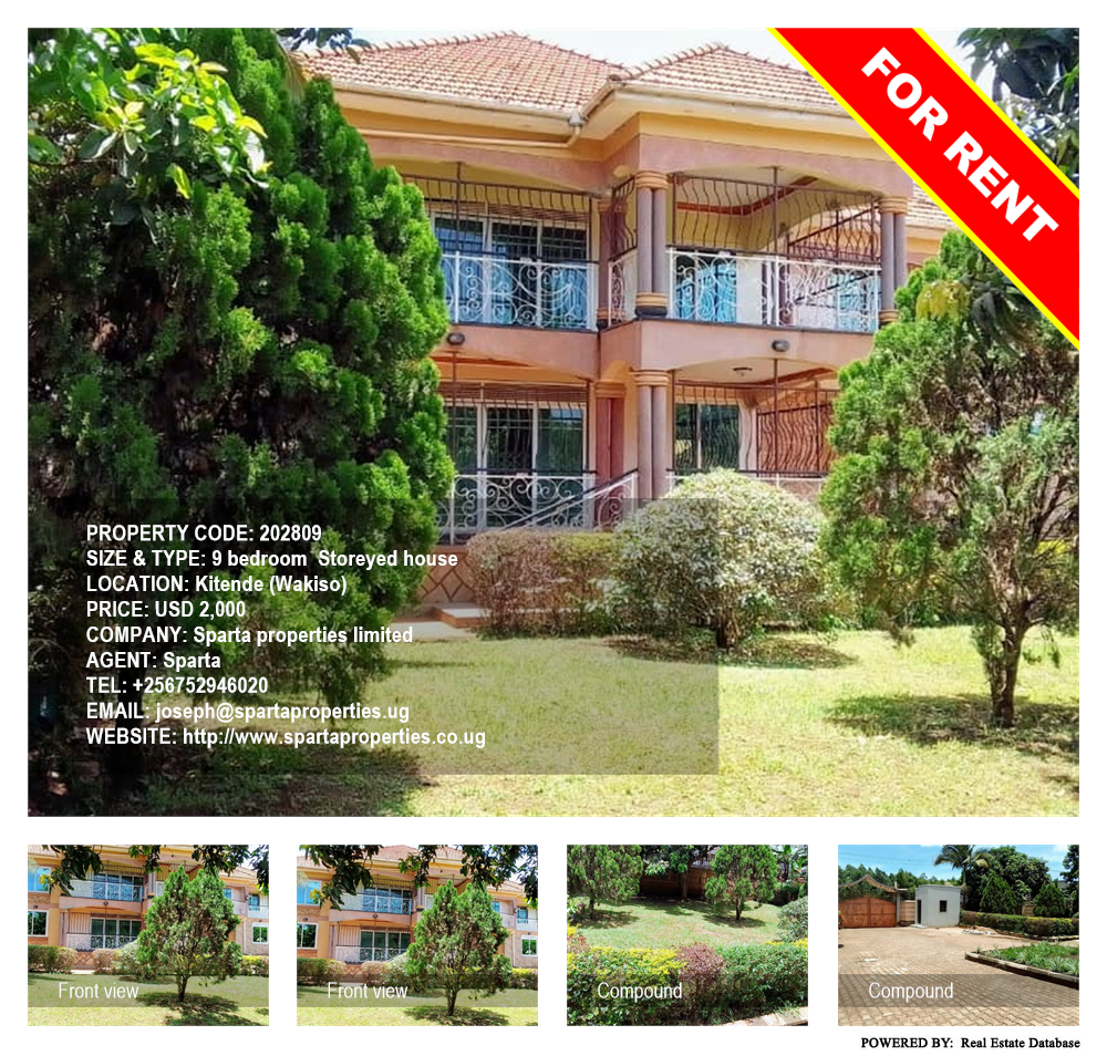 9 bedroom Storeyed house  for rent in Kitende Wakiso Uganda, code: 202809