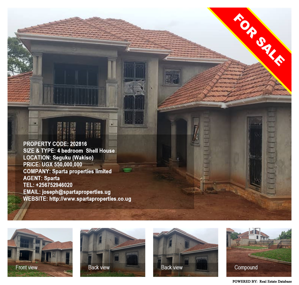 4 bedroom Shell House  for sale in Seguku Wakiso Uganda, code: 202816