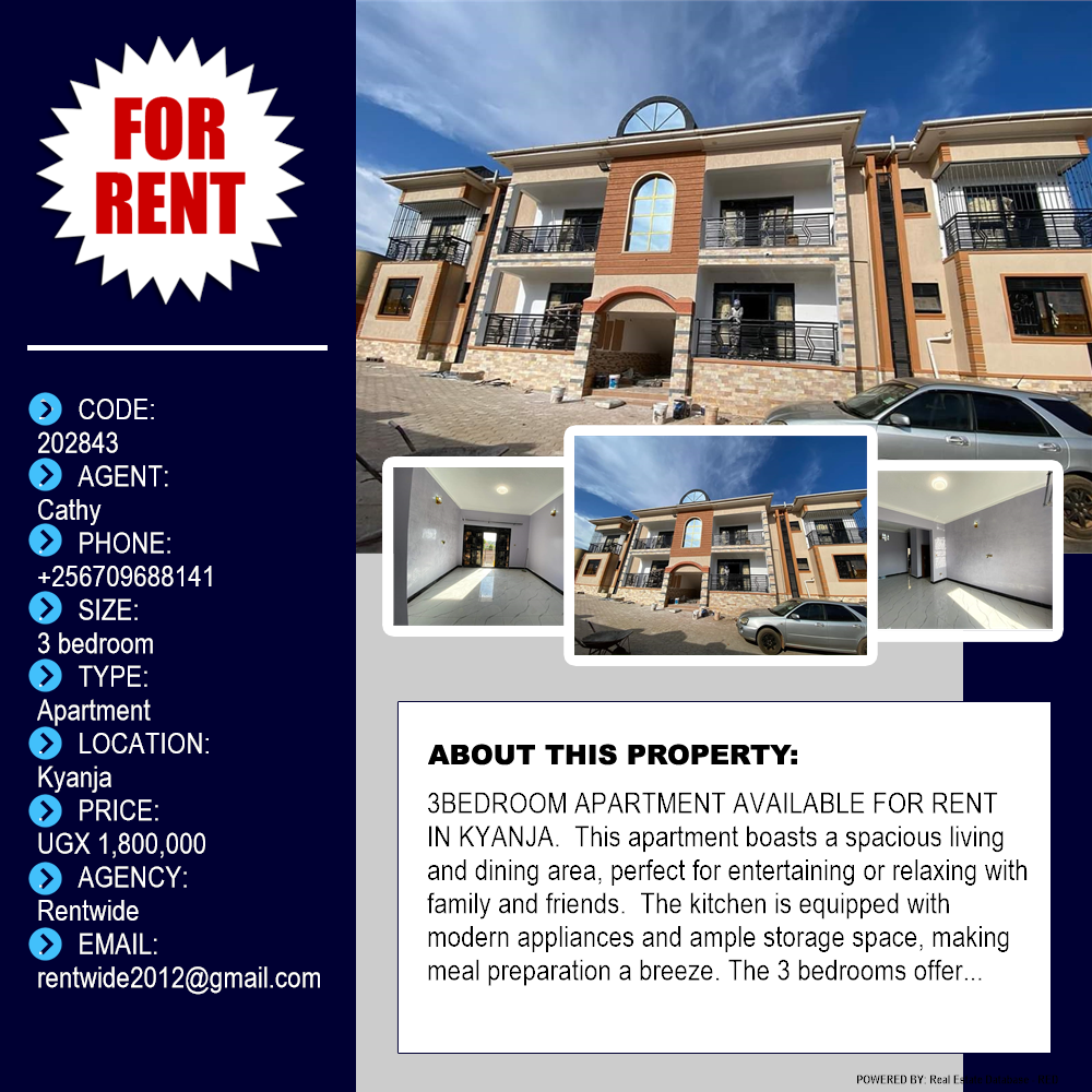 3 bedroom Apartment  for rent in Kyanja Kampala Uganda, code: 202843