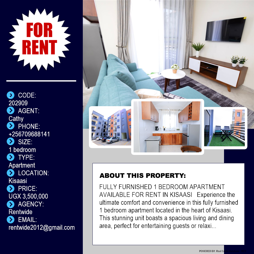 1 bedroom Apartment  for rent in Kisaasi Kampala Uganda, code: 202909