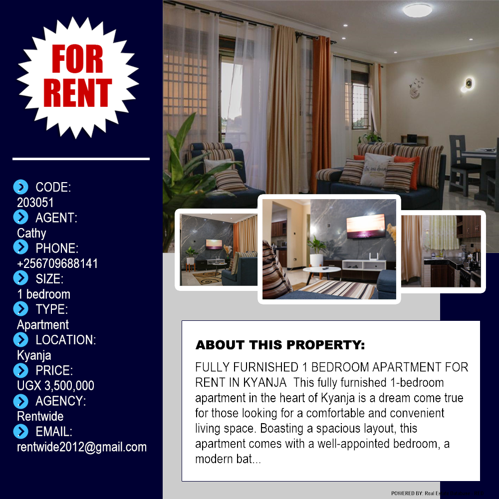 1 bedroom Apartment  for rent in Kyanja Kampala Uganda, code: 203051