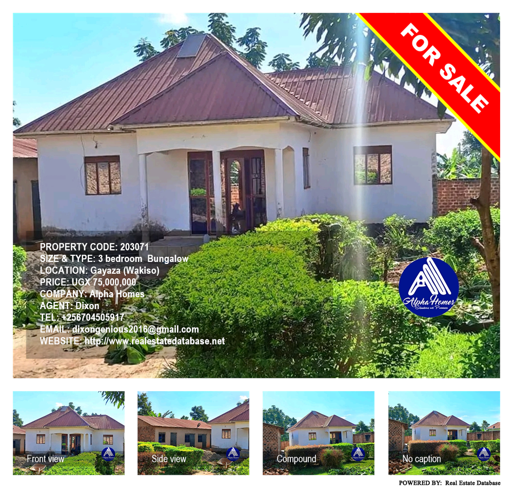3 bedroom Bungalow  for sale in Gayaza Wakiso Uganda, code: 203071
