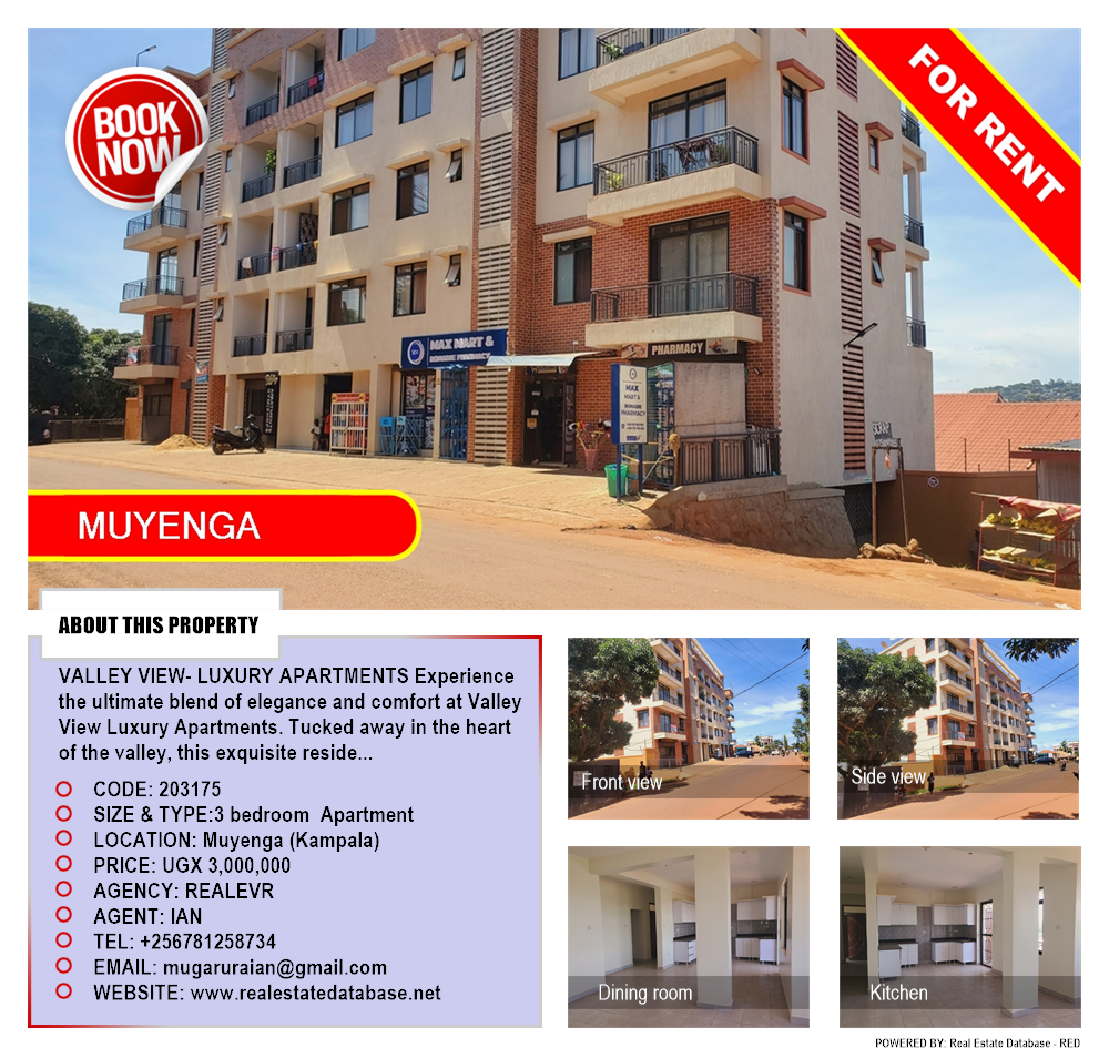 3 bedroom Apartment  for rent in Muyenga Kampala Uganda, code: 203175