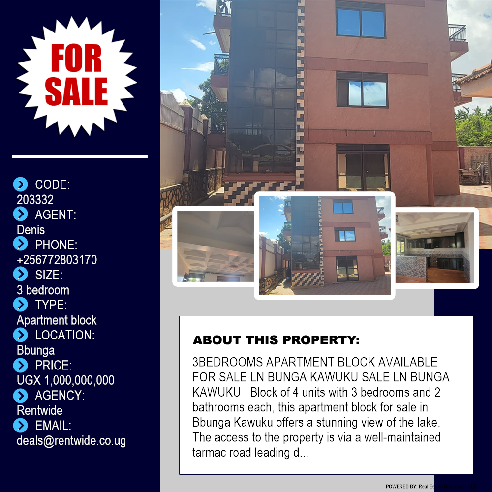 3 bedroom Apartment block  for sale in Bbunga Kampala Uganda, code: 203332