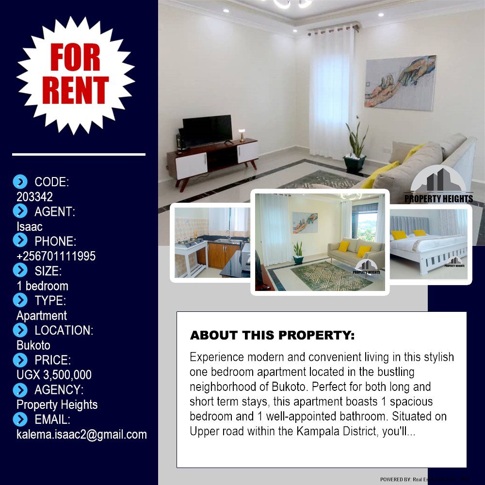 1 bedroom Apartment  for rent in Bukoto Kampala Uganda, code: 203342