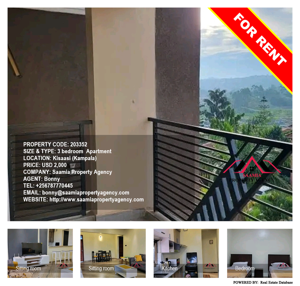 3 bedroom Apartment  for rent in Kisaasi Kampala Uganda, code: 203352