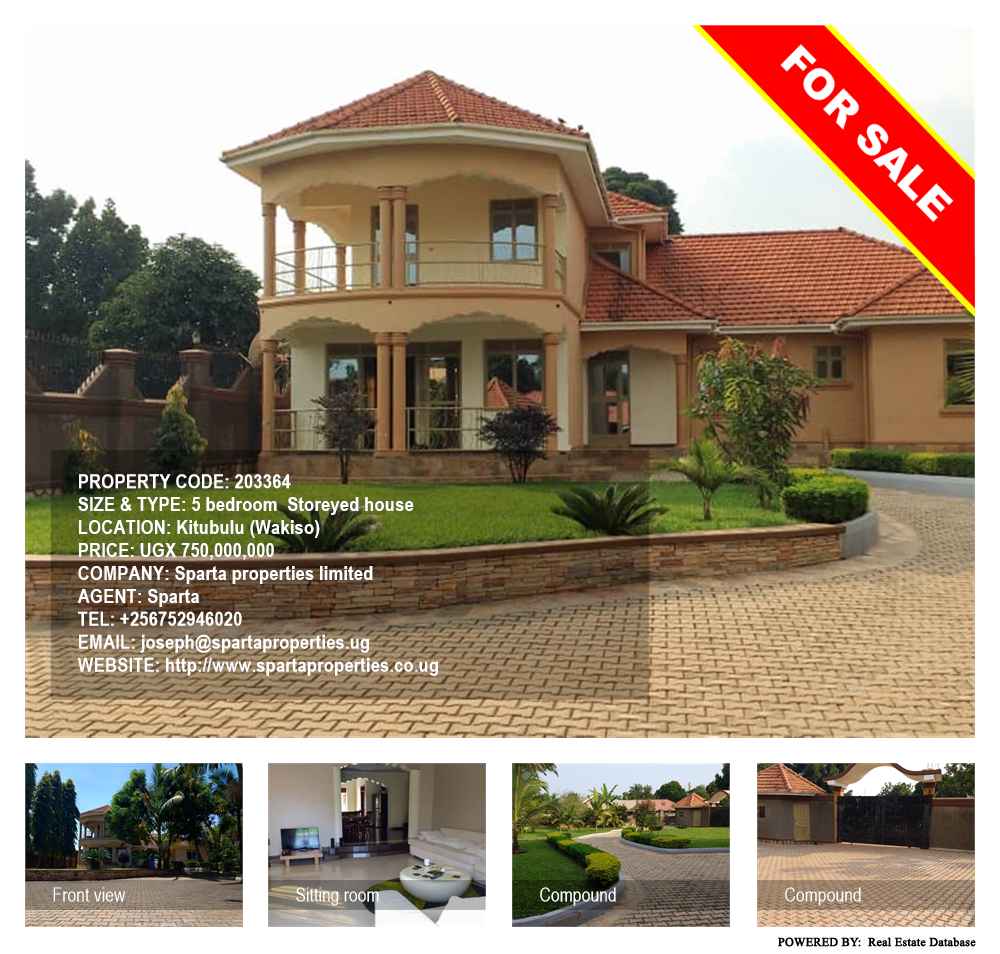 5 bedroom Storeyed house  for sale in Kitubulu Wakiso Uganda, code: 203364