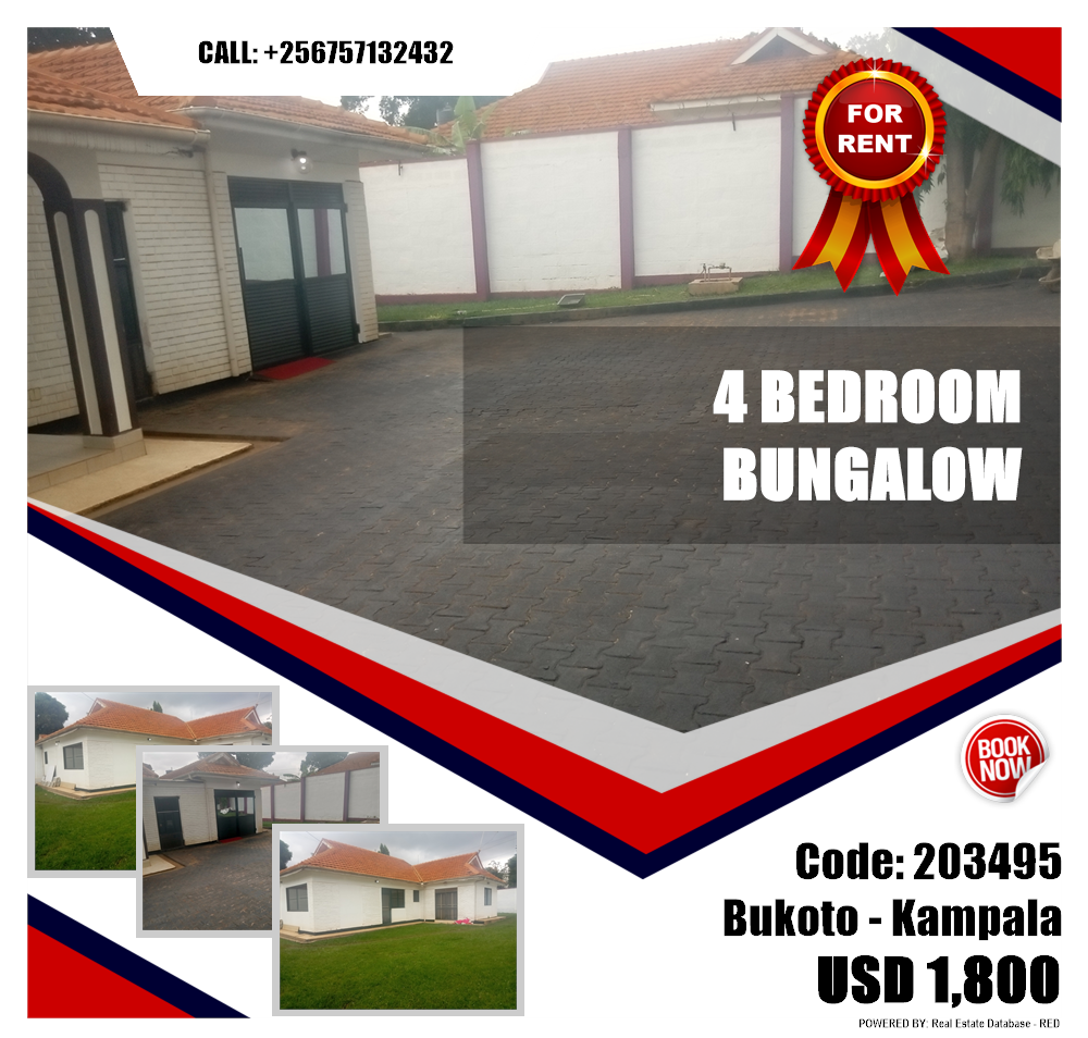 4 bedroom Bungalow  for rent in Bukoto Kampala Uganda, code: 203495