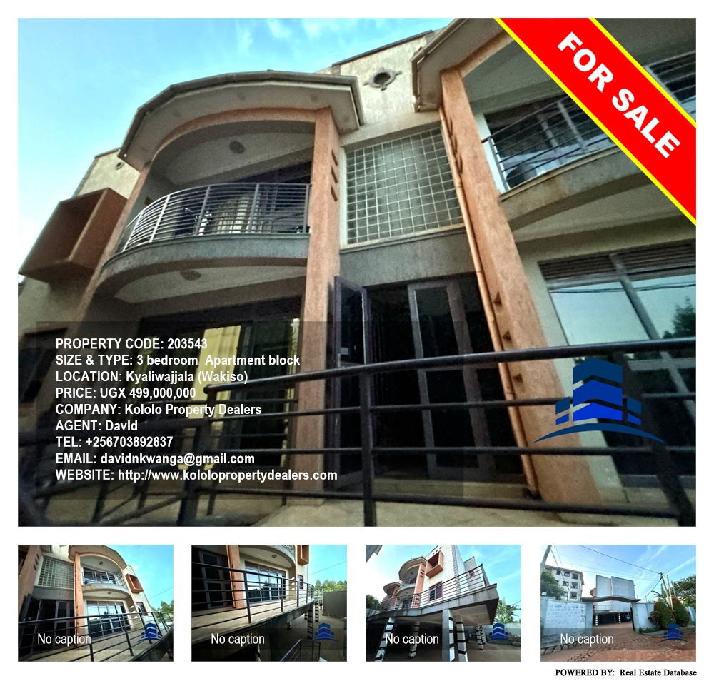 3 bedroom Apartment block  for sale in Kyaliwajjala Wakiso Uganda, code: 203543