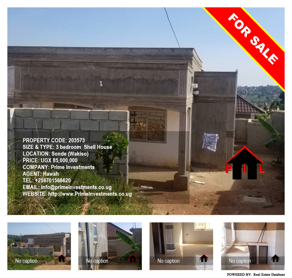 3 bedroom Shell House  for sale in Sonde Wakiso Uganda, code: 203573