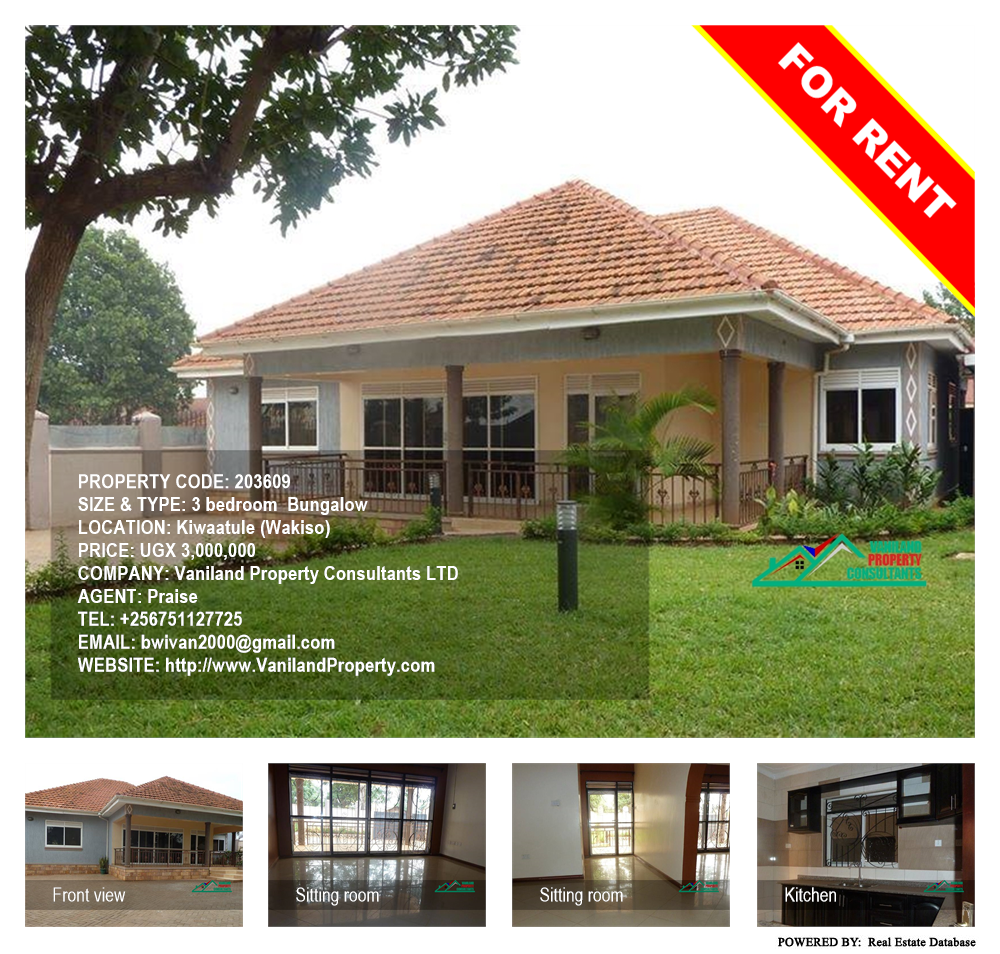 3 bedroom Bungalow  for rent in Kiwaatule Wakiso Uganda, code: 203609