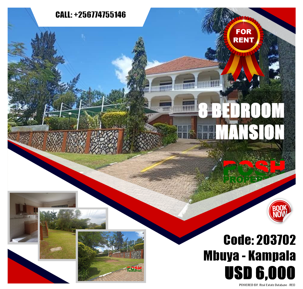 8 bedroom Mansion  for rent in Mbuya Kampala Uganda, code: 203702