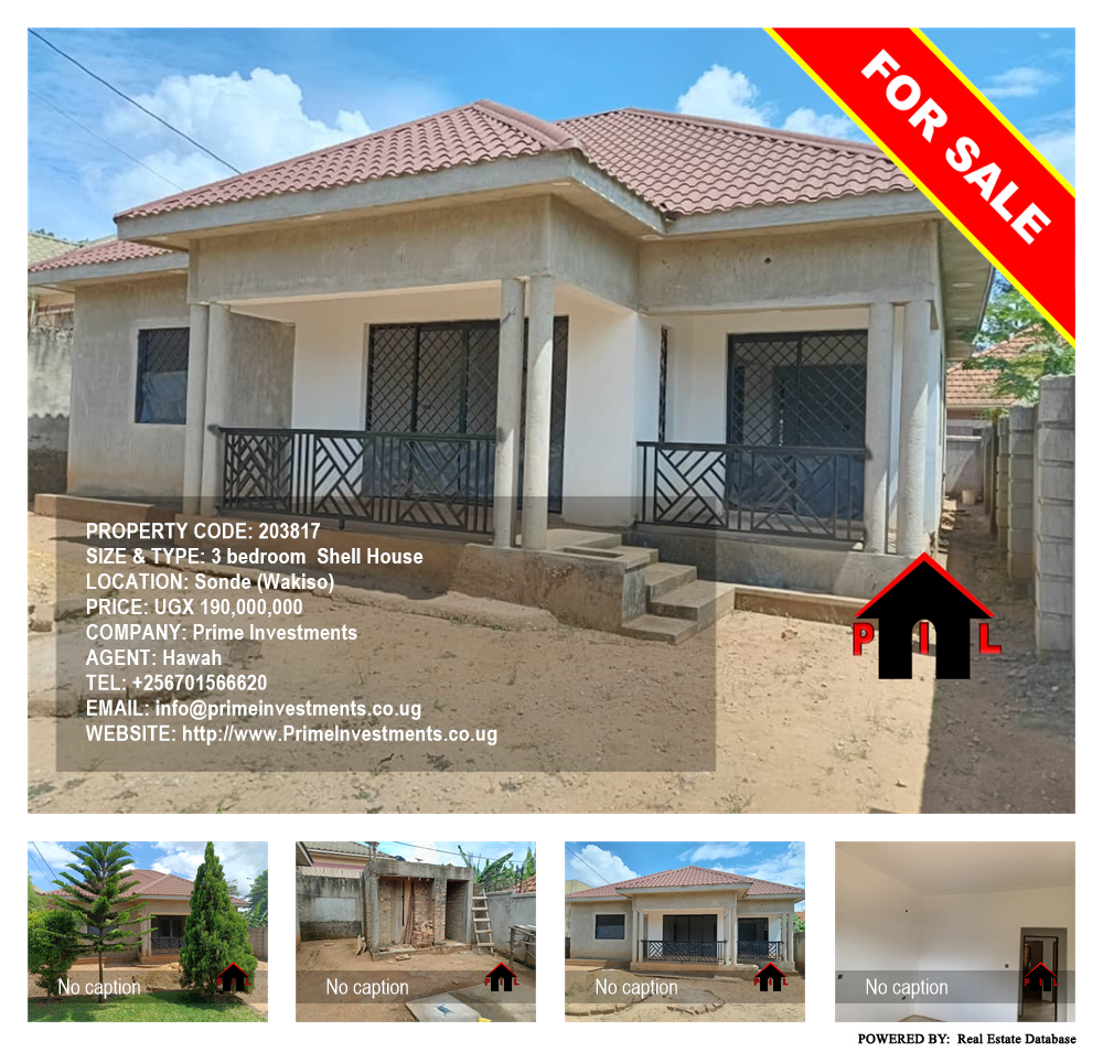 3 bedroom Shell House  for sale in Sonde Wakiso Uganda, code: 203817