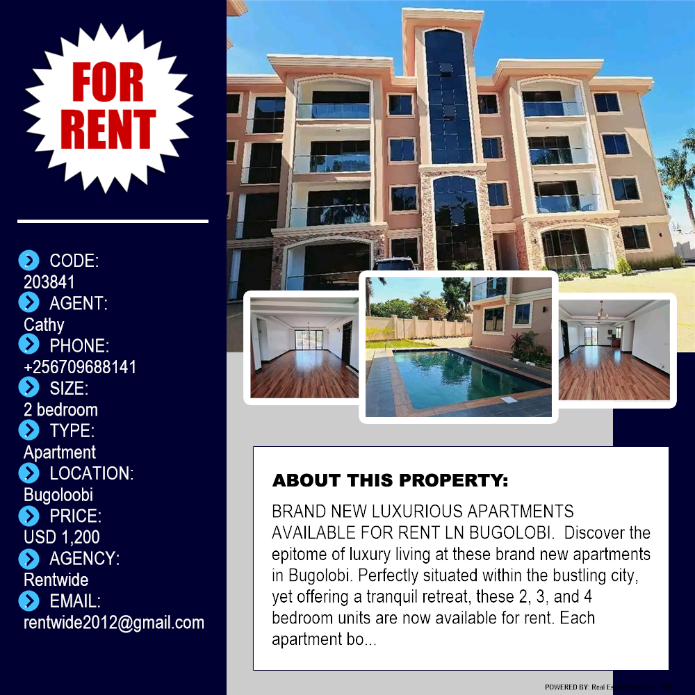 2 bedroom Apartment  for rent in Bugoloobi Kampala Uganda, code: 203841