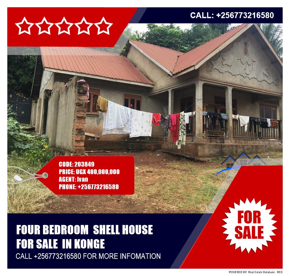 4 bedroom Shell House  for sale in Konge Wakiso Uganda, code: 203849