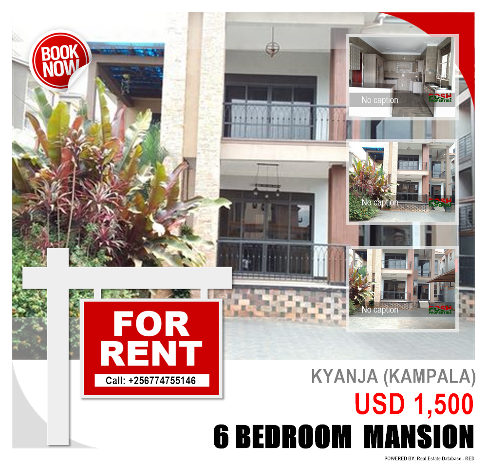 6 bedroom Mansion  for rent in Kyanja Kampala Uganda, code: 203868