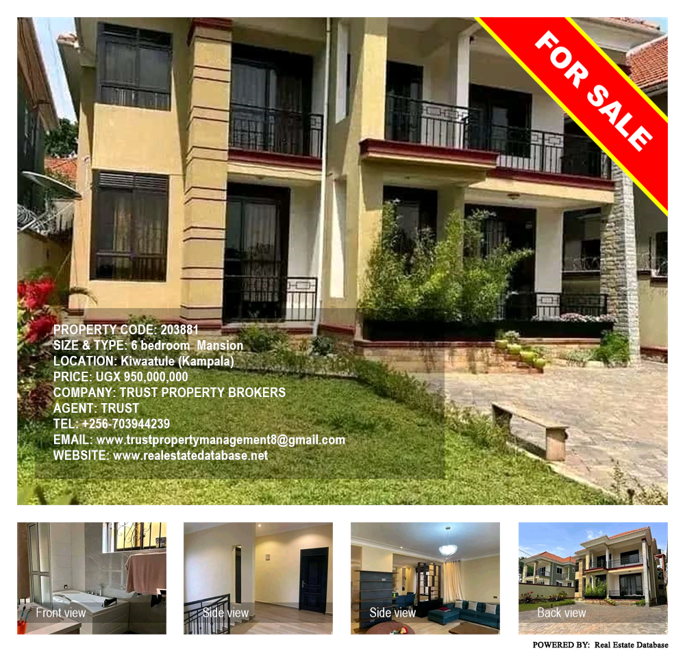 6 bedroom Mansion  for sale in Kiwaatule Kampala Uganda, code: 203881