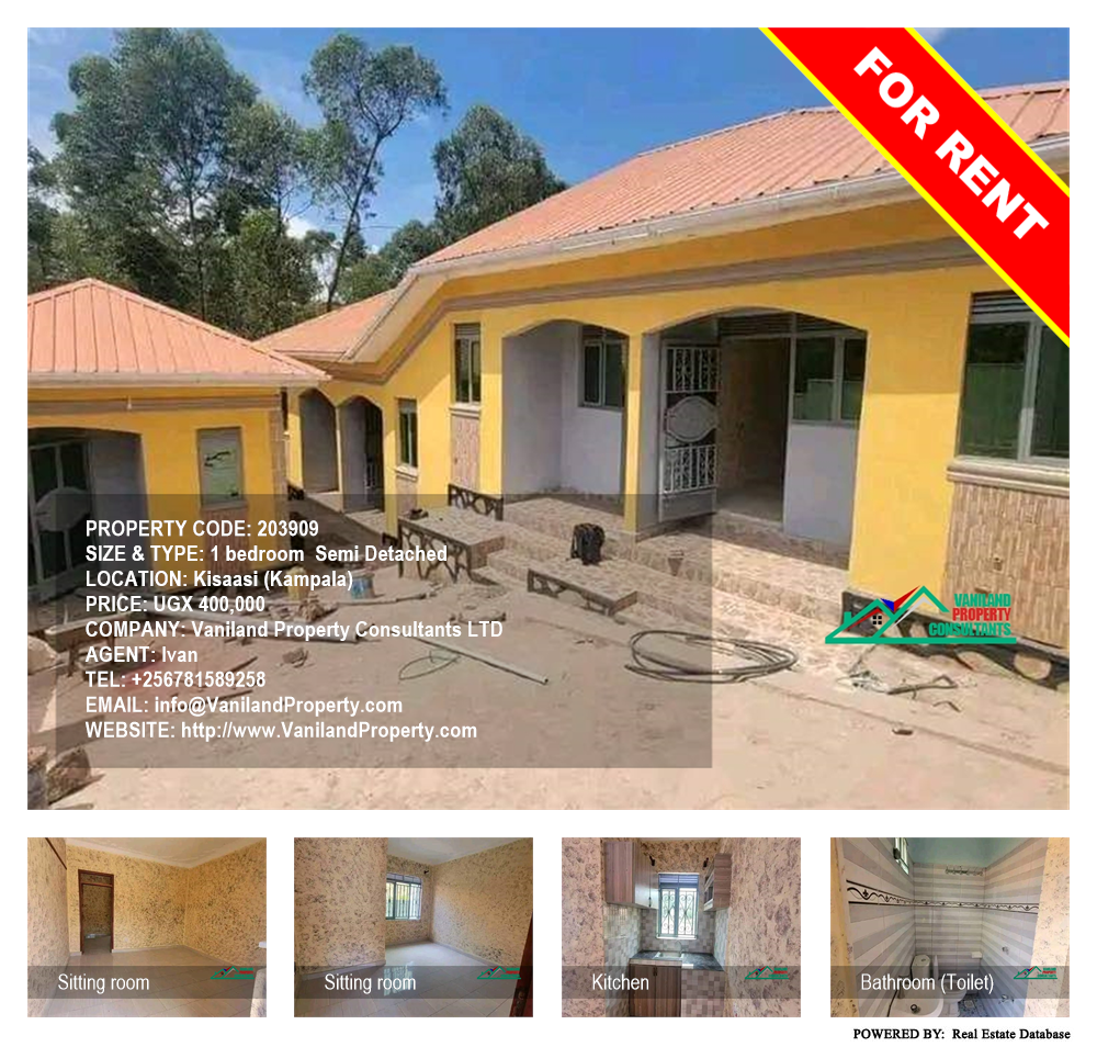 1 bedroom Semi Detached  for rent in Kisaasi Kampala Uganda, code: 203909
