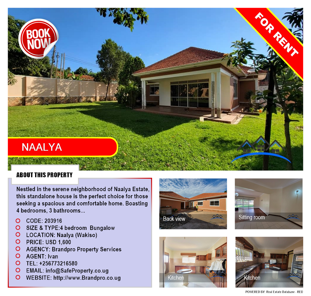 4 bedroom Bungalow  for rent in Naalya Wakiso Uganda, code: 203916