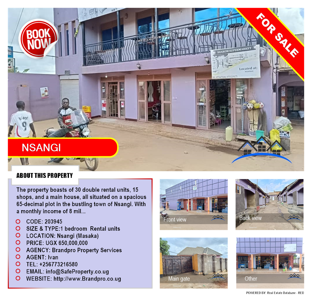 1 bedroom Rental units  for sale in Nsangi Masaka Uganda, code: 203945