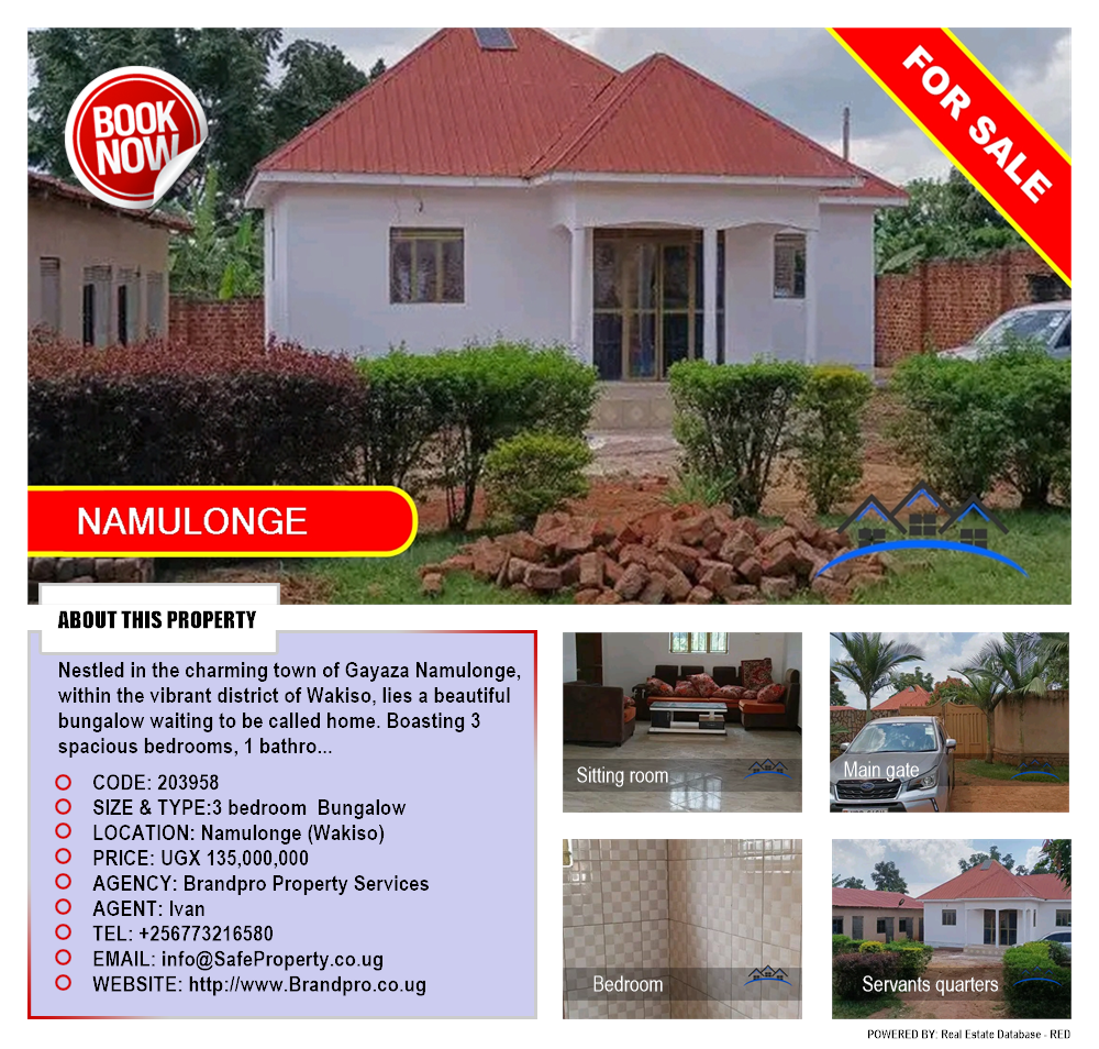 3 bedroom Bungalow  for sale in Namulonge Wakiso Uganda, code: 203958