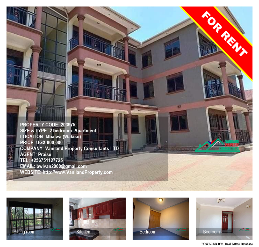 2 bedroom Apartment  for rent in Mbalwa Wakiso Uganda, code: 203975