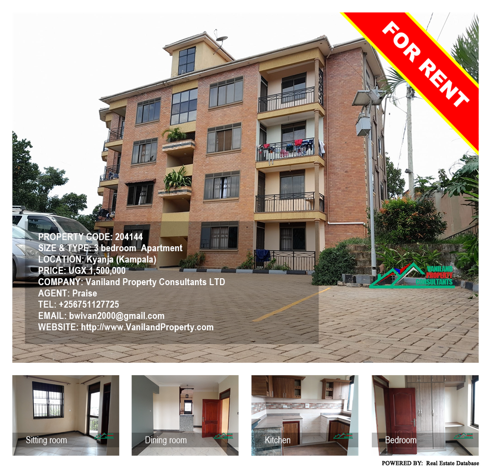 3 bedroom Apartment  for rent in Kyanja Kampala Uganda, code: 204144