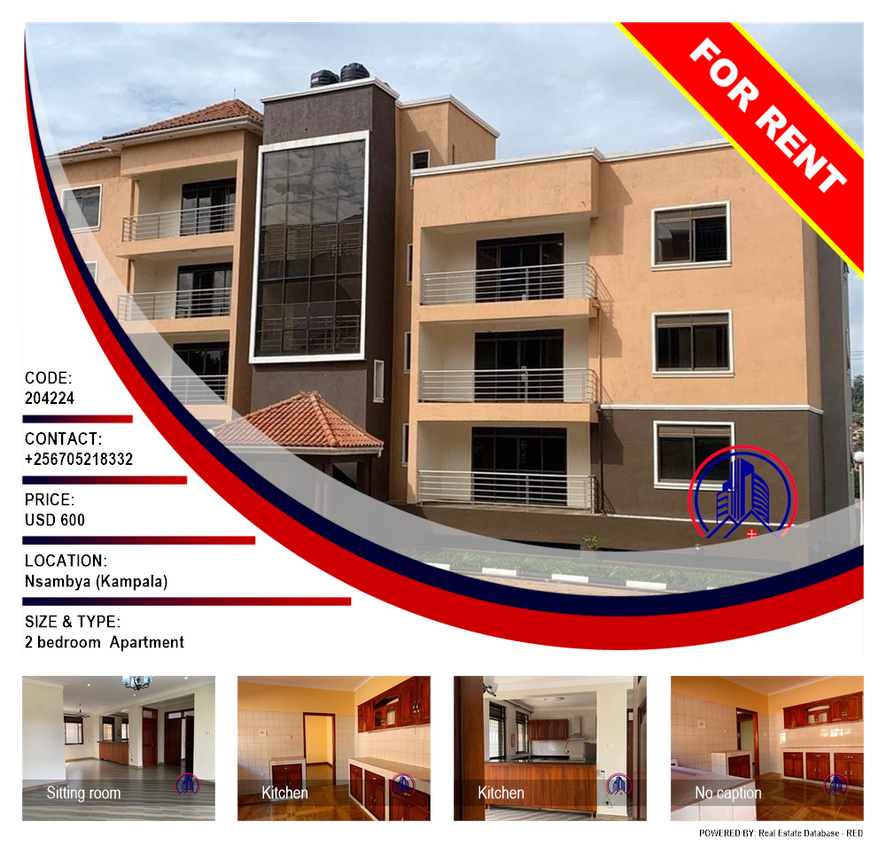 2 bedroom Apartment  for rent in Nsambya Kampala Uganda, code: 204224