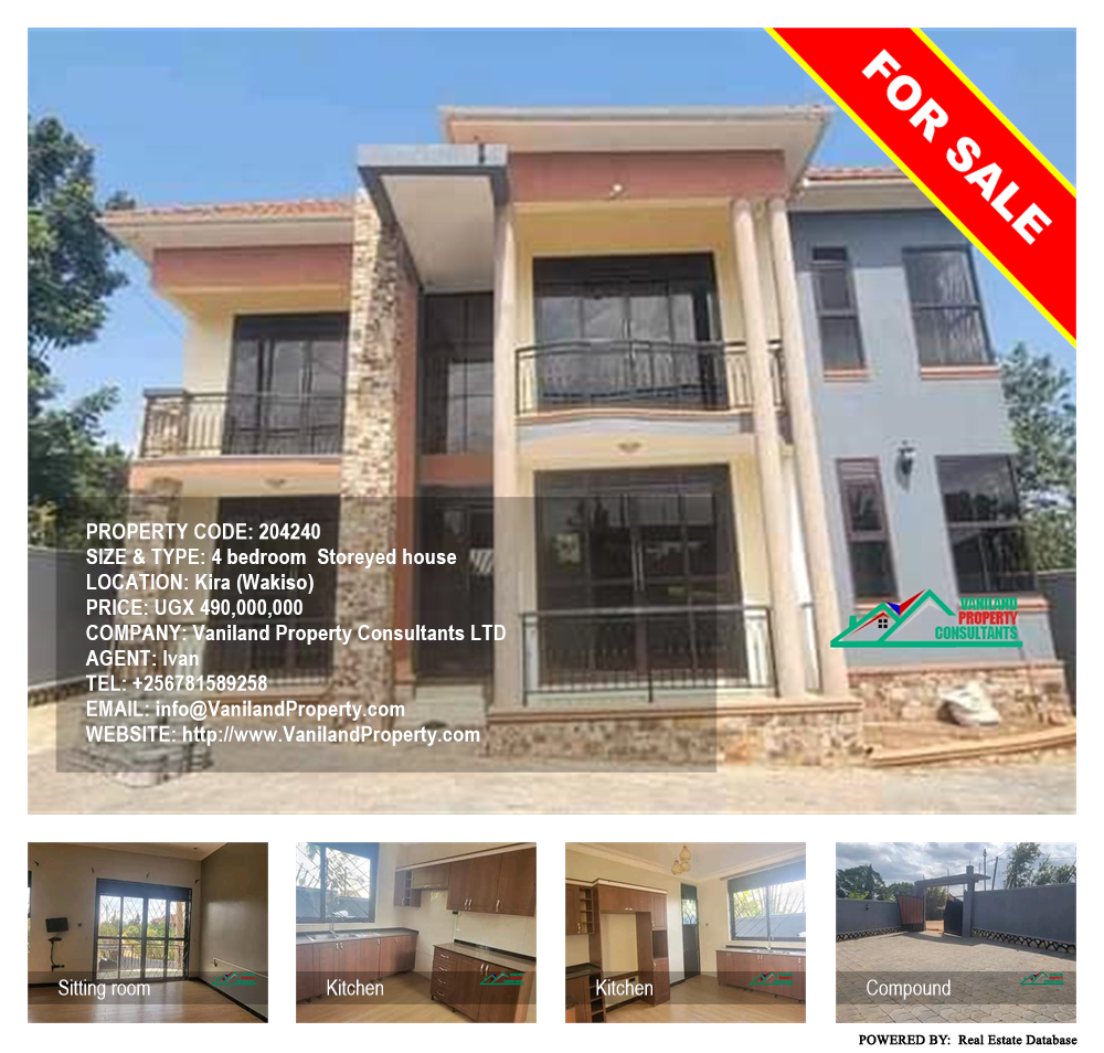 4 bedroom Storeyed house  for sale in Kira Wakiso Uganda, code: 204240