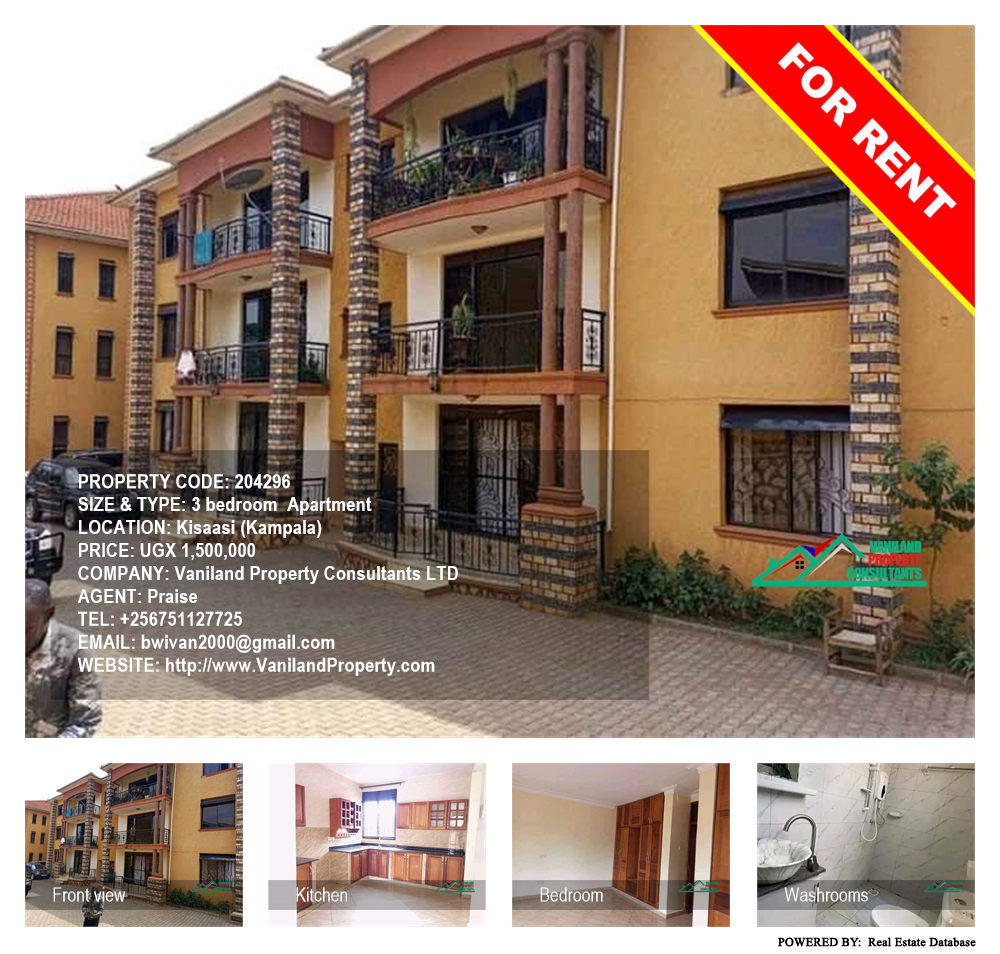 3 bedroom Apartment  for rent in Kisaasi Kampala Uganda, code: 204296