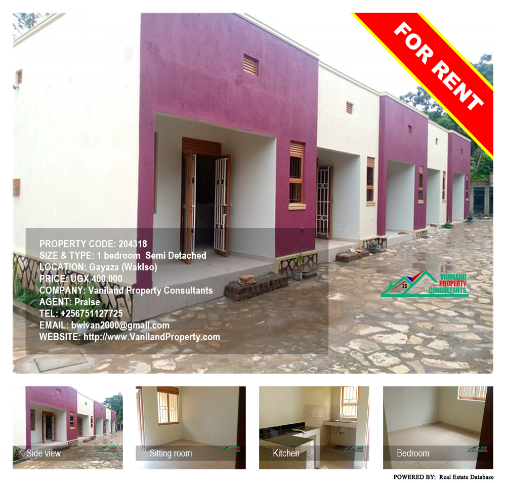 1 bedroom Semi Detached  for rent in Gayaza Wakiso Uganda, code: 204318