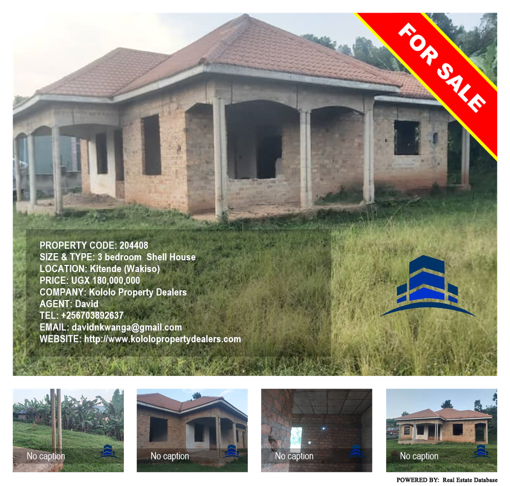 3 bedroom Shell House  for sale in Kitende Wakiso Uganda, code: 204408