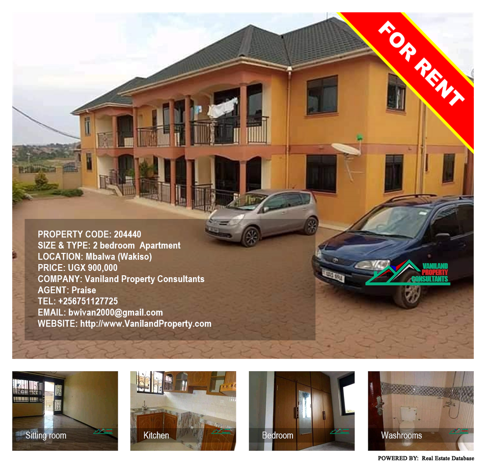 2 bedroom Apartment  for rent in Mbalwa Wakiso Uganda, code: 204440