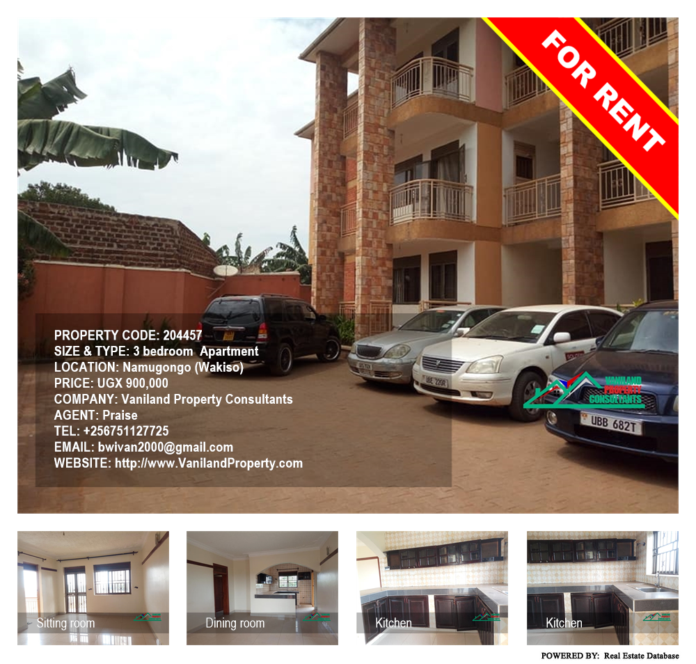 3 bedroom Apartment  for rent in Namugongo Wakiso Uganda, code: 204457