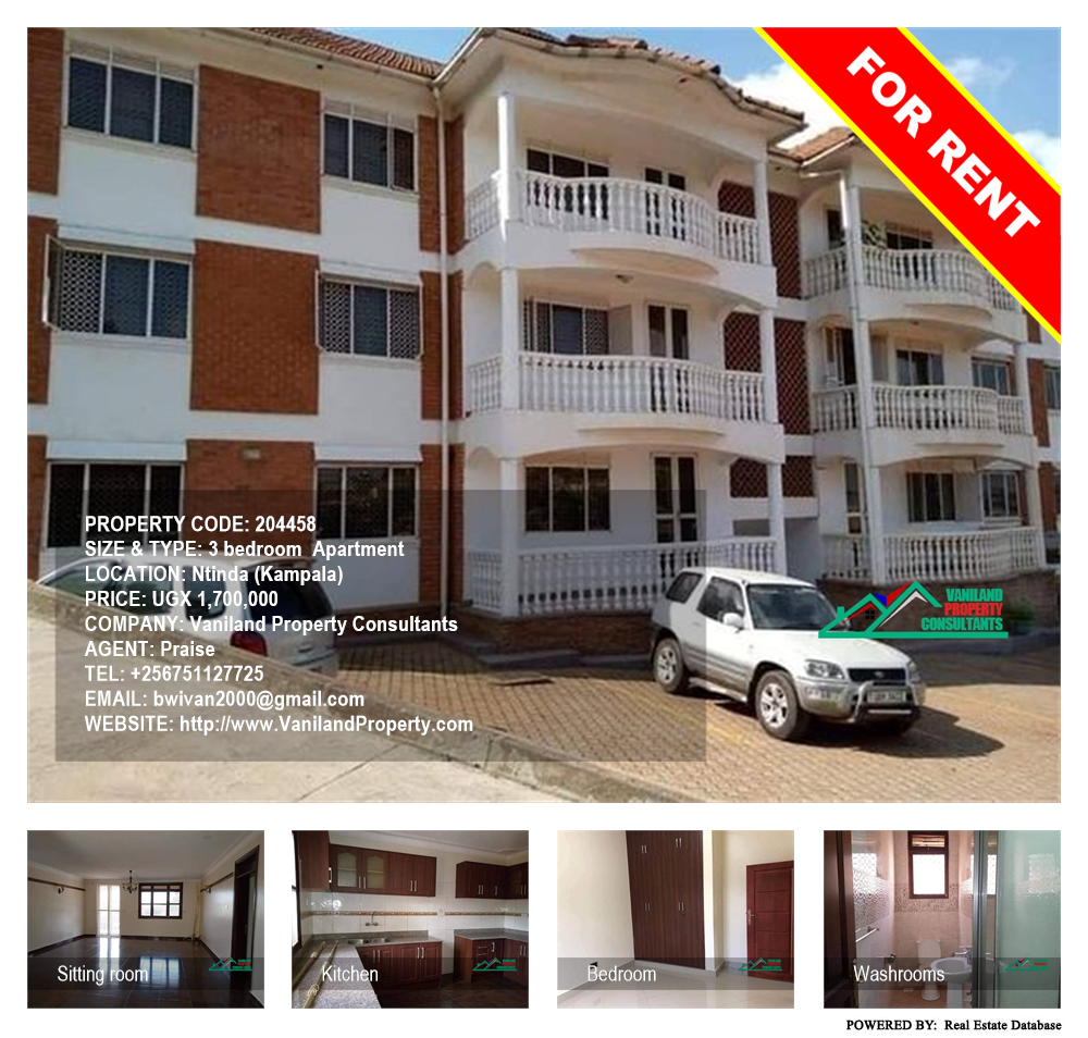 3 bedroom Apartment  for rent in Ntinda Kampala Uganda, code: 204458