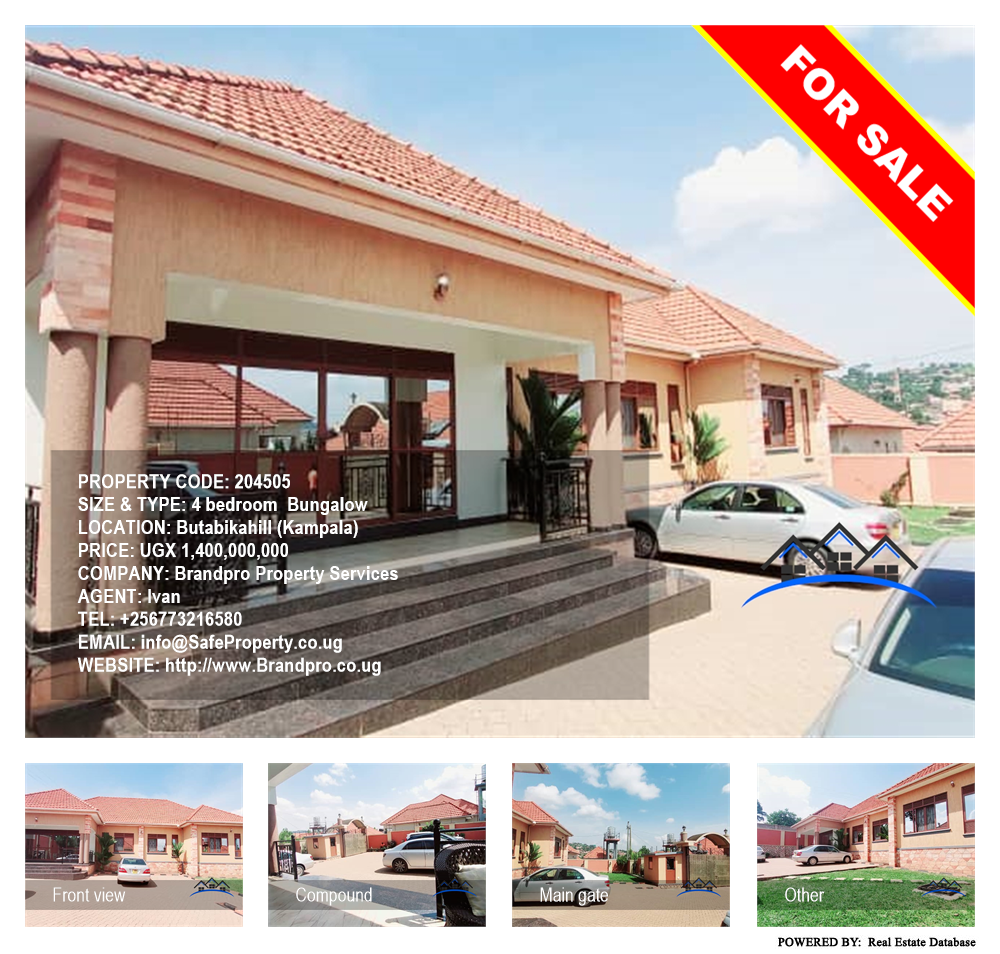 4 bedroom Bungalow  for sale in Butabikahill Kampala Uganda, code: 204505