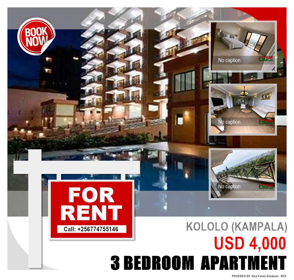 3 bedroom Apartment  for rent in Kololo Kampala Uganda, code: 204507